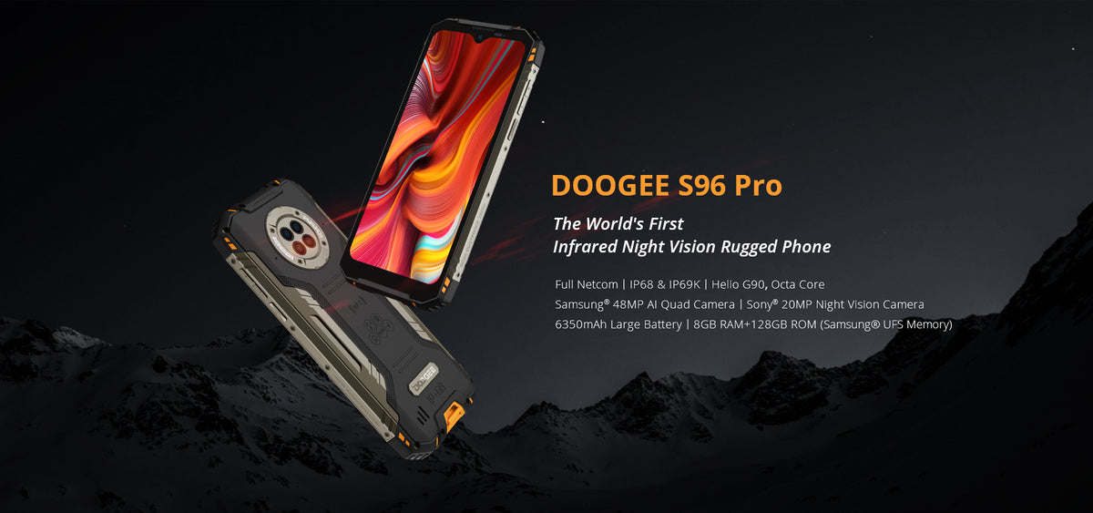 DOOGEE Teléfono resistente desbloqueado S96 Pro 8GB+128GB Visión nocturna  infrarroja Helio G90 Octa Core Teléfono Android a prueba de agua,  48MP+20MP, 6.22 + Global 4G LTE GSM ATT T-Mobile Dual SIM Teléfono
