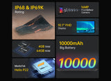 OUKITEL RT1 Tablet PC 10.1 Inch 10000mAh Large Battery, Octa-Core 4GB RAM + 64GB ROM, 1920x1200 FHD+ Rugged Tablet, 16+16MP Camera, Dual 4G SIM+5G WiFi, Android 11 Sim Free Tablets, GPS/OTG/BL5.0